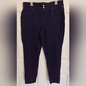 Terra & Sky Navy Blue Elastic Waist Band Denim Pants Womens